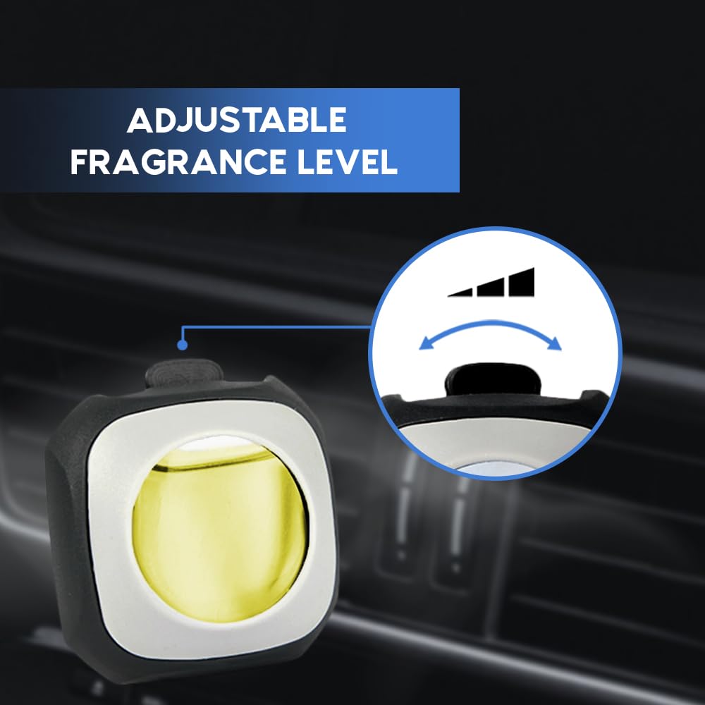 Air Jungles Lemon Ginger Scent Car Air Freshener Clip, 6 Vent Clips, 4Ml Each, Long Lasting Air Freshener, Up To 180 Days Car Re
