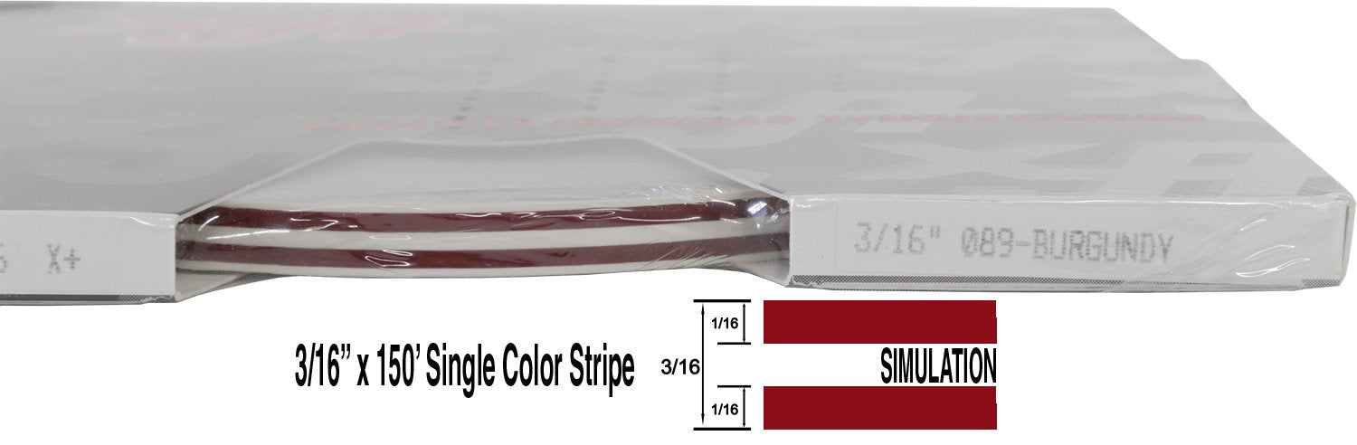 Universal Tfx 0003089 - Auto Customizing Dual Pinstripe - 3/16'' X 150' (1/16 Stripe, 1/16'' Gap, Then 1/16 Stripe) - 089-Burgun