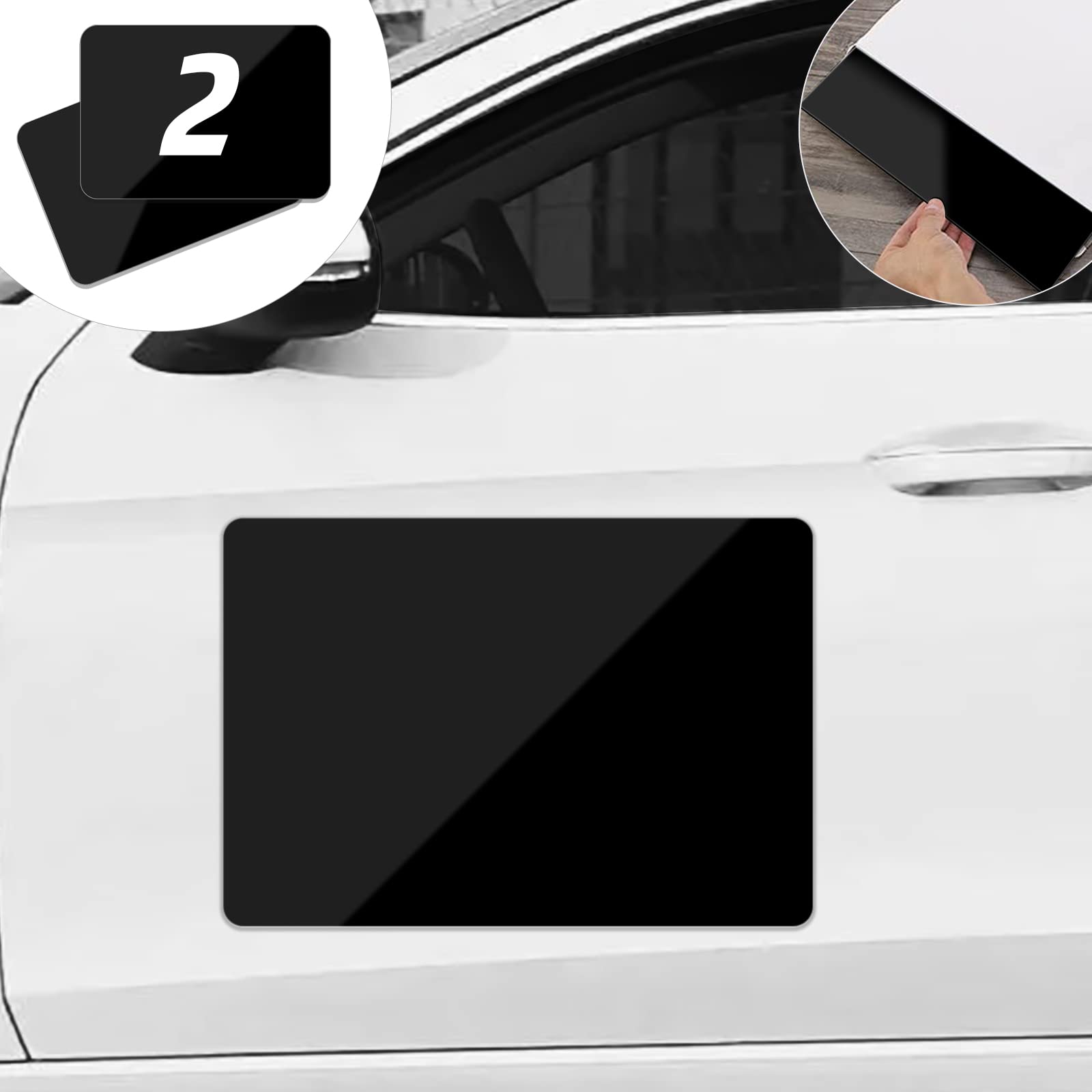2 Pack Black Blank Car Magnets with 50 mils, Prevent Car Scratches & Dents, Rounded Corners Blank Car Magnet Set, Magnet for Car