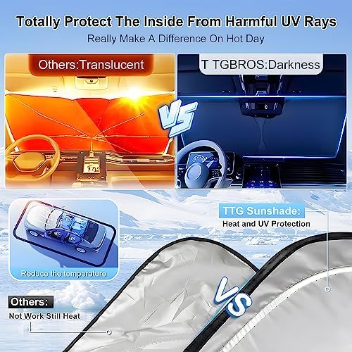T Tgbros Compatible With 2015-2024 2025 Volvo Xc90 Windshield Sun Shade Accessories Foldable Sun Shield Reflective Polyester Sun
