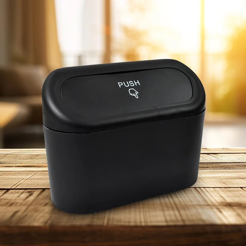 Anmok Car Trash Bin with Lid | Portable Mini Car Dustbin Waterproof PressType Garbage Bin | LeakResistant Waste Storage & Orga