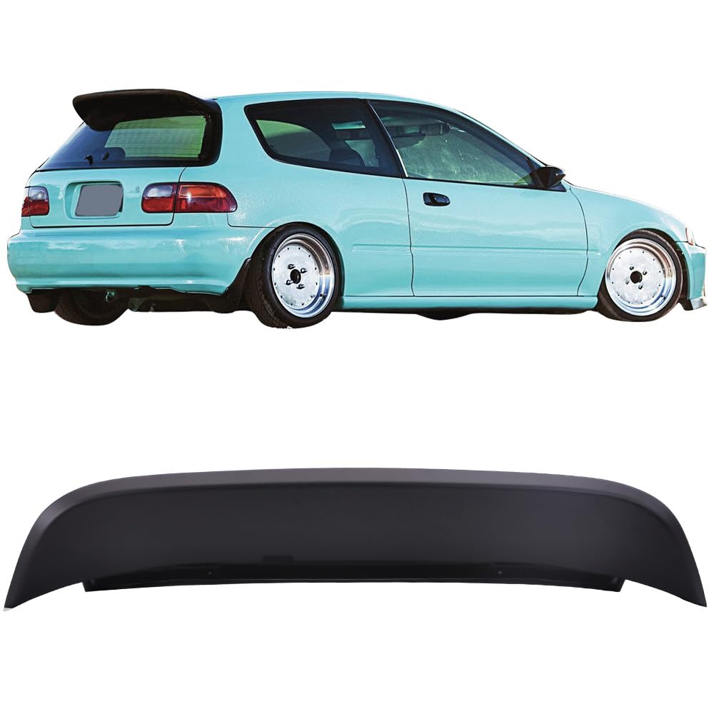 Pre-Painted Roof Spoiler Compatible With 1992-1995 Honda Civic, Duckbill Style Painted Matte Black Abs Rear Wind Spoiler Wing Available By Ikon Motorsports, 1993 1994