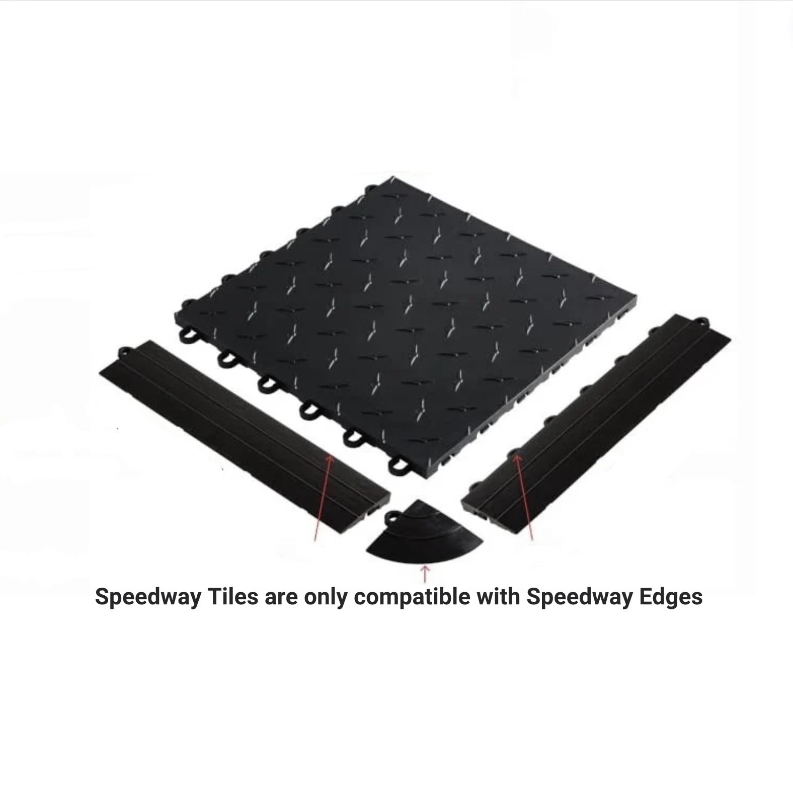 Speedway Diamond Interlocking Garage Floor Tiles 12 X 12-Inch, Silver, 10 Piece Set