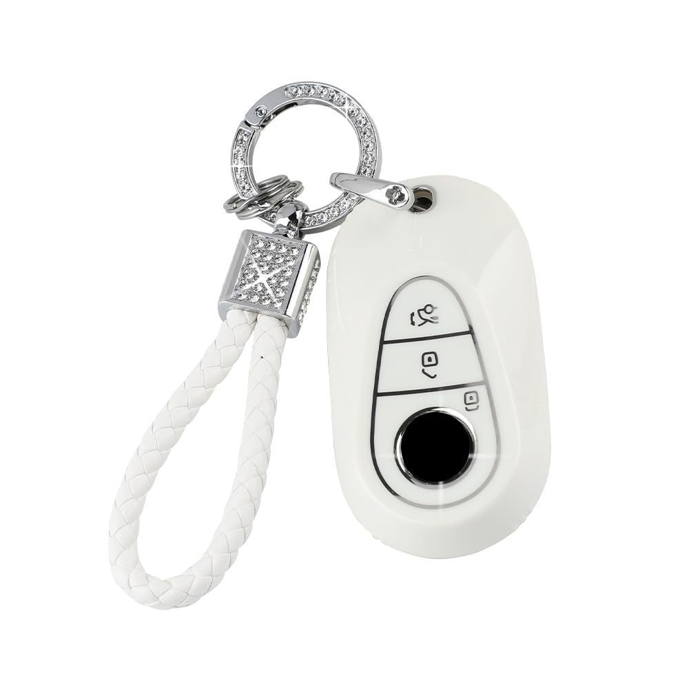 Pifoog Key Cover For Mercedes Benz Bling Keychain 3 Buttons Tpu Keys Fob Case Protector Accessories For 2021-2022 Mercedes-Benz
