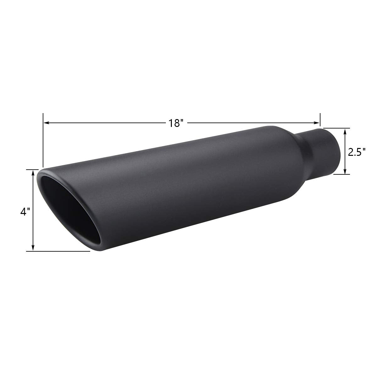 Lcgp 2.5 Inch Inlet Exhaust Tip, 2.5' Inlet X 4' Outlet X 18' Overall Length Weld On Universal Stainless Steel Black Diesel Exhaust Tailpipe 2 Pcs
