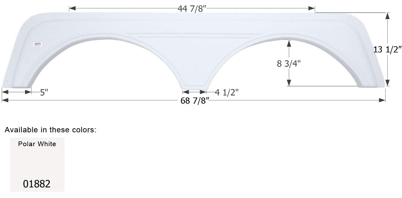Icon 01882 Tandem Axle Fender Skirt Fs1882 For Kz - Polar White