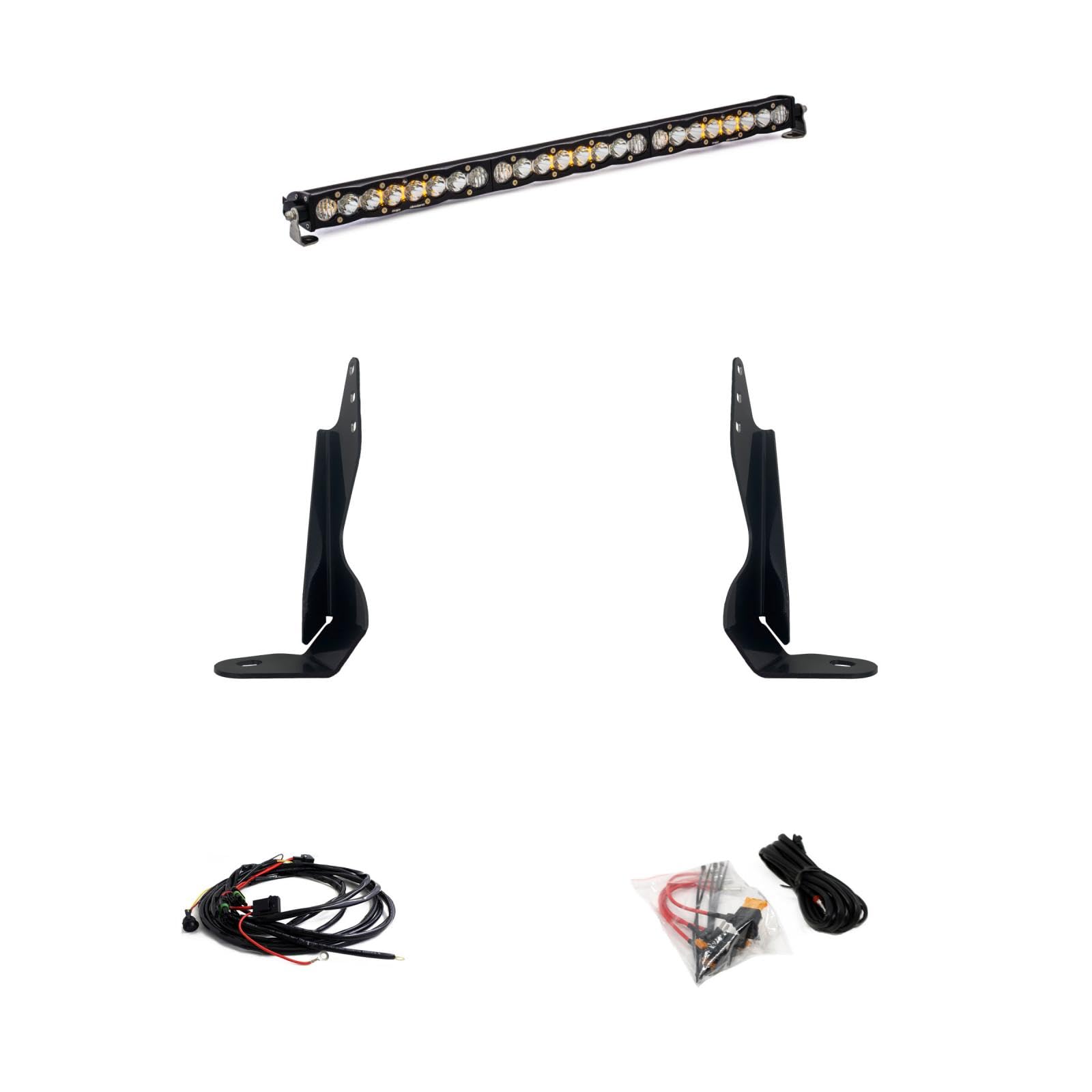 Baja Designs S8 30-Inch Led Bar Grille Light Kit For Chevy Sierra 2500Hd/3500Hd 2020-22 Truck (Driving/Combo; Clear)