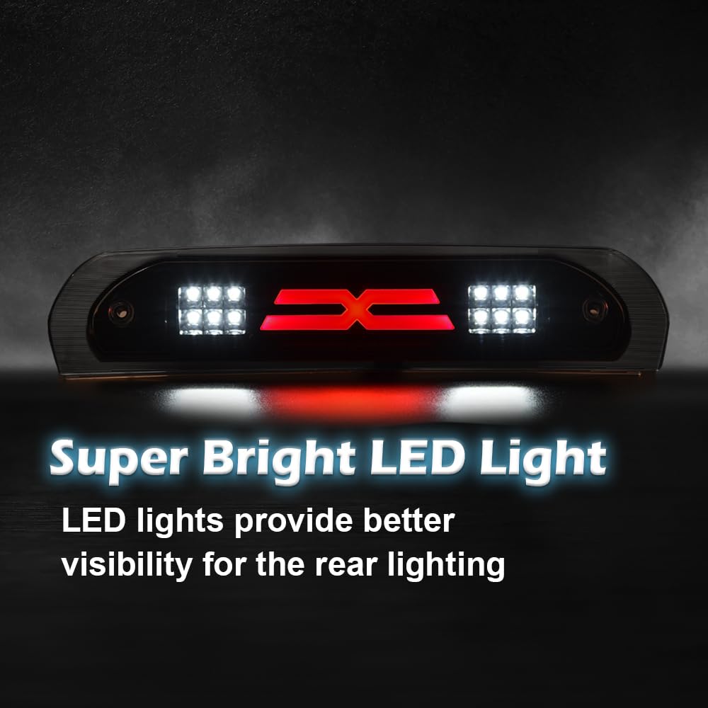 Cheda Led Third Brake Lights Compatible With 2002-2008 Dodge Ram 1500/2003-2009 Dodge Ram 2500 3500 High Mount Stop Light Smoky