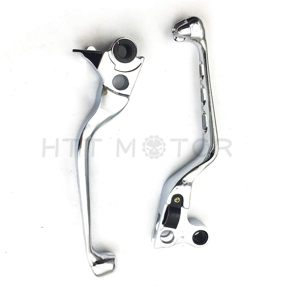 HTTMT Chrome CNC Aluminum Brake Clutch Skull Zombie Lever for Harley Davidson Sportster Softail - Hollow, Black
