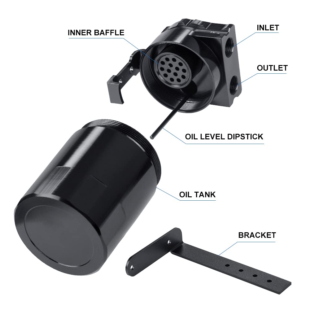 JDMON Oil Catch Can for Ford F150 & Expedition, 350ml, Black, Compatible with 2.7EB, 3.5EB, 5.0L, Raptor