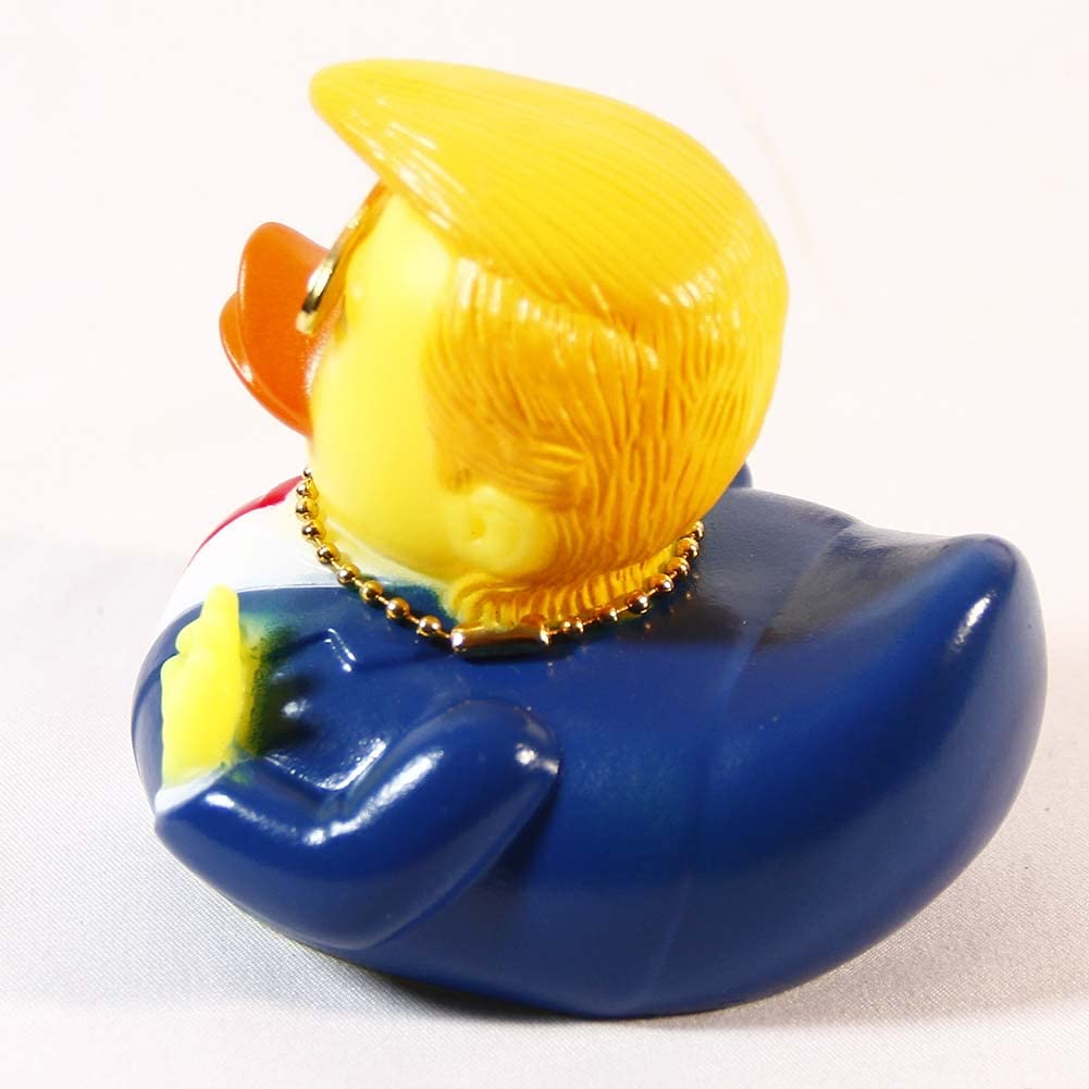 TAOHUAJIANG Rubber Duck Car Ornament - Blue Squeaky Duck with Sunglasses & Necklace, Style A, Grandma Trump Gift
