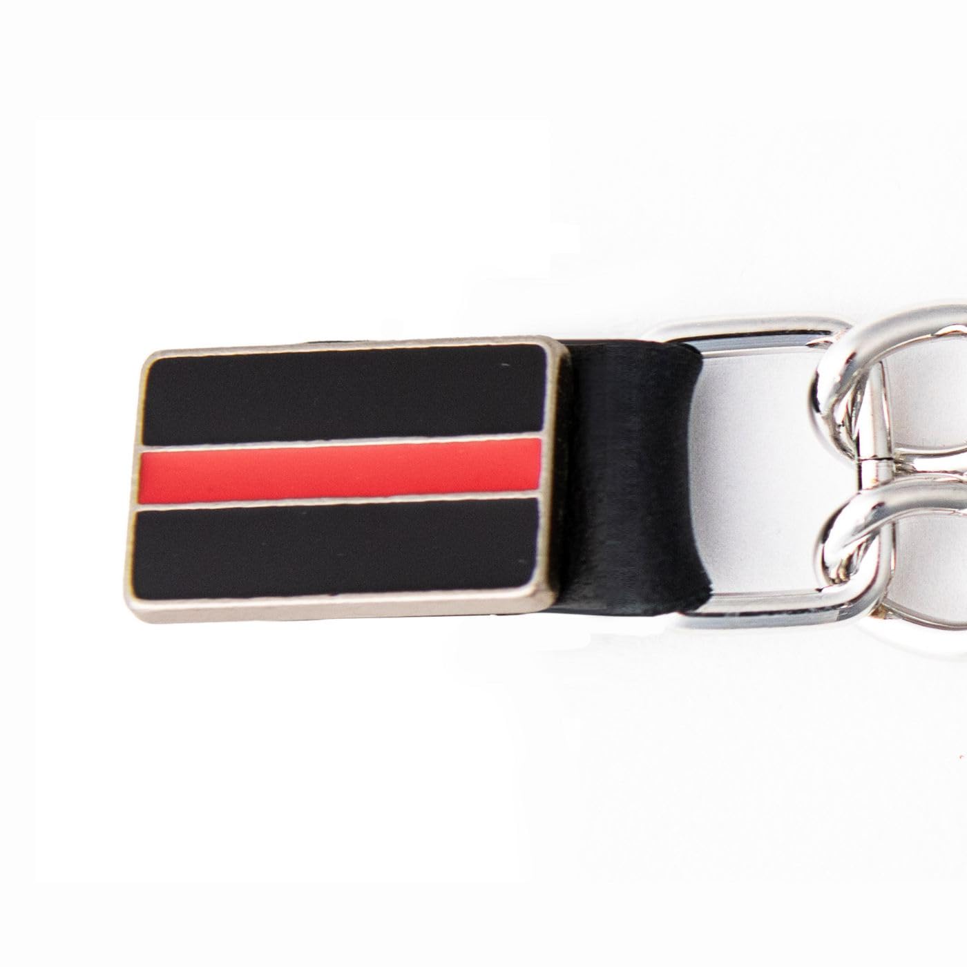 Milwaukee Leather Thin Red Line Medallion Vest Extender - Double Chrome Chains Genuine Leather 6.5 Extension 4-PCS MLA6028SET
