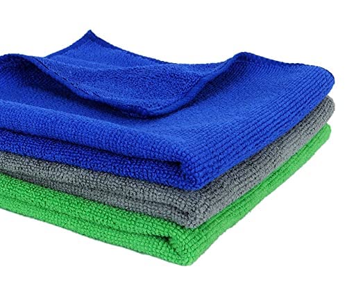 Bindian Microfiber Cloths, 3pcs 40x40cms 250GSM Multicolor  Highly Absorbent, Lint and Streak Free, All Purpose Cleaning Cloth