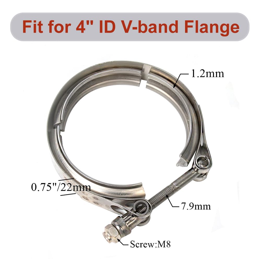 Elifecenter 4 Inch Exhaust V band Clamp 304 Stainless Steel V-Clamp for 4'' OD Flange Kits
