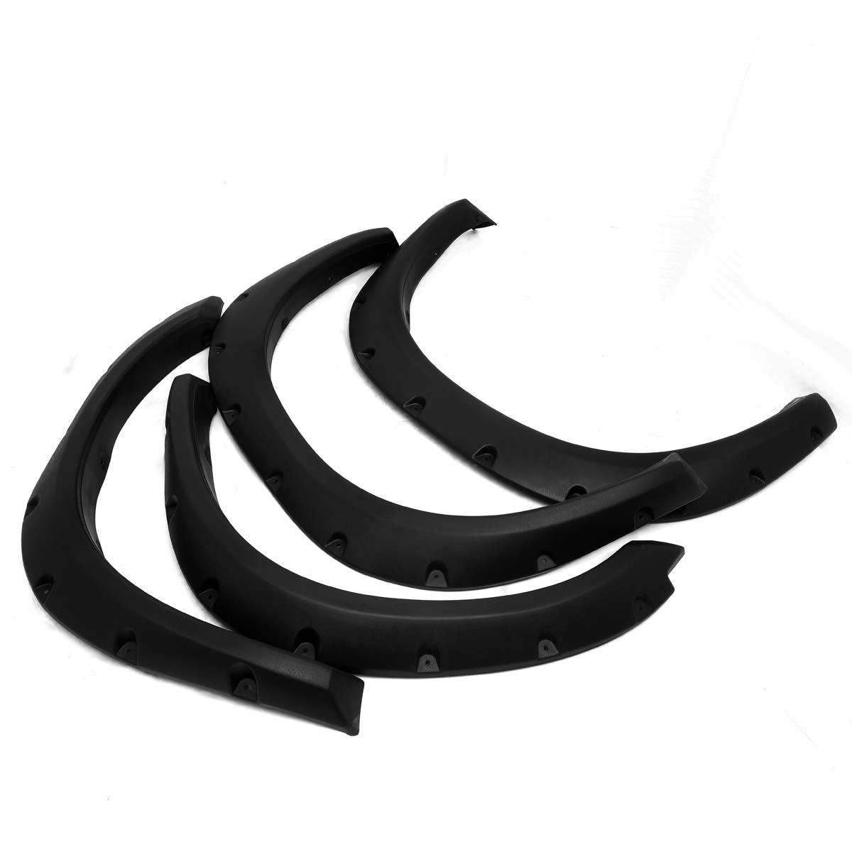 DNA MOTORING Pocket-Riveted Design Wheel Fender Flares Compatible with 09-10 Dodge Ram 1500 11-18 Ram 1500 Fleetside Bed, Black,