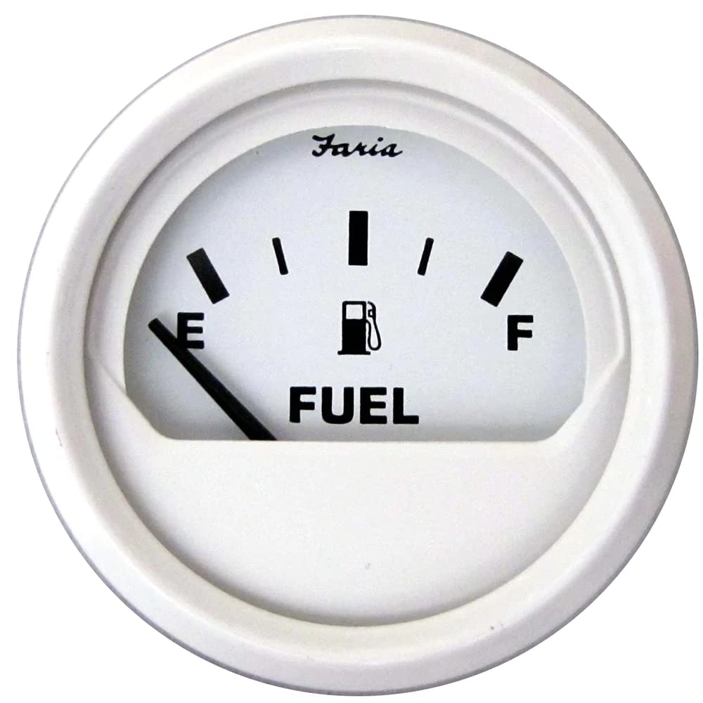 Faria Beede Instruments Faria 13117 Dress Fuel Level Gauge (Metric) - White, 2''
