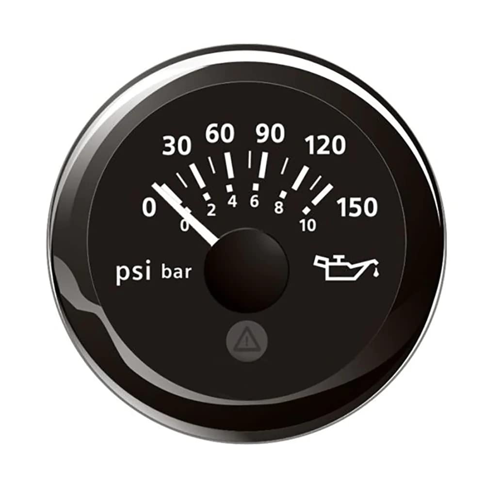 Vdo A2C59514118 Marine 2-1/16 [52Mm] Viewline Oil Pressure Indicator [8-16V] 0 To 150 Psi - Black Dial & Round Bezel