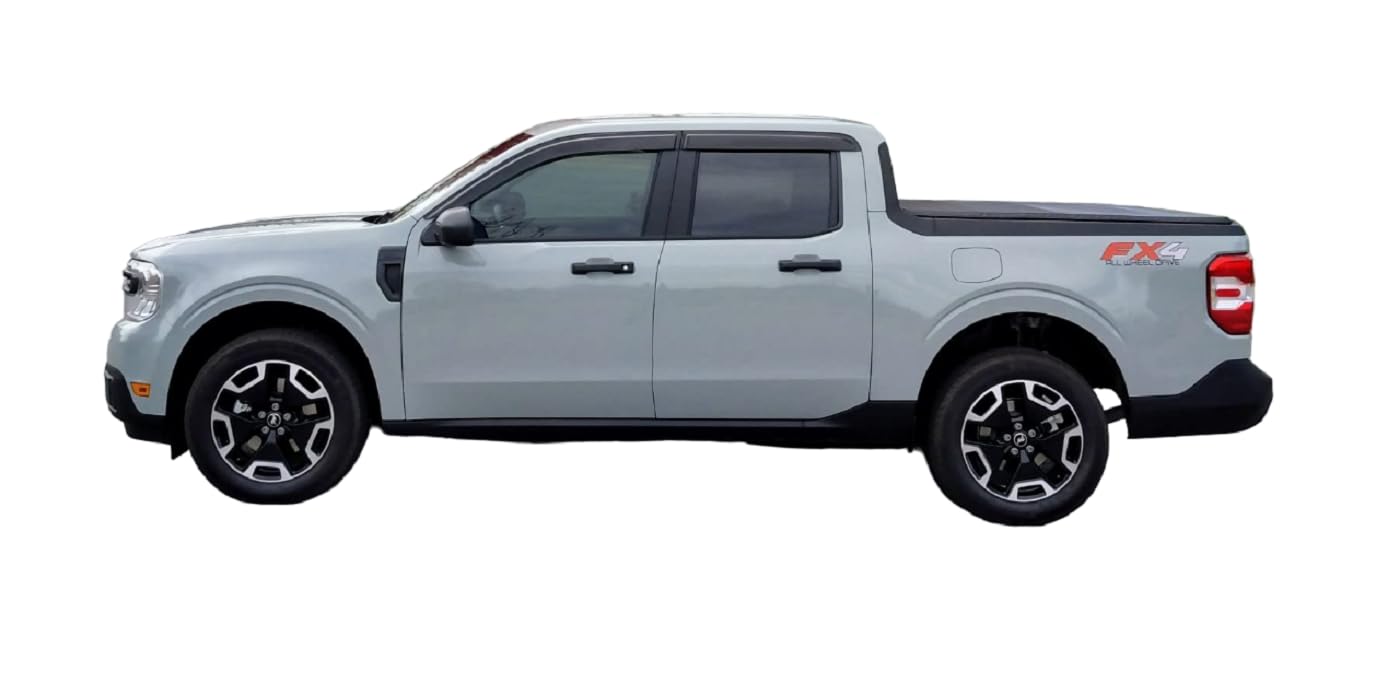 2022-2025 Tape-On Side Window Visor Deflectors for Ford Maverick XL XLT Lariat Smoke Tinted Rain Guards 2023 2024
