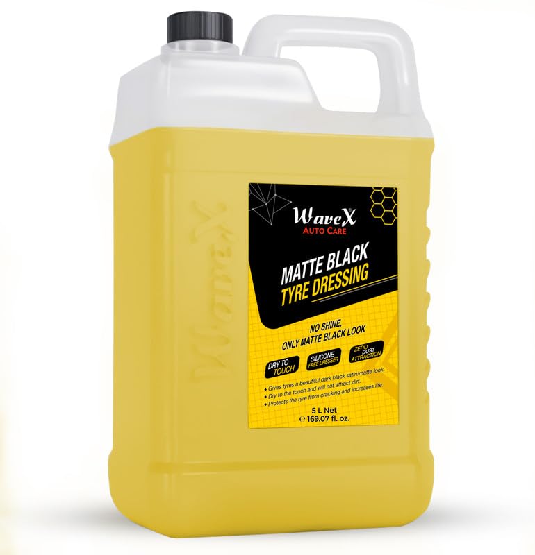 Wavex Matte Black Tyre Dressing (5L) | Liquid Car Tyre Polish For Dry To Touch, Zero Dust Attraction