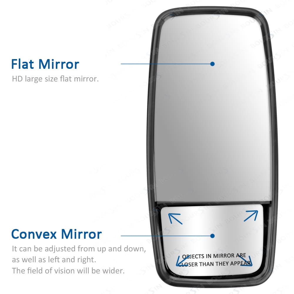 Outside View Door Mirror For ISUZU NPR NPR-HD NQR NRR GMC Chevrolet W3500 W4500 W5500 Truck 2008-2023 Black Passenger Side