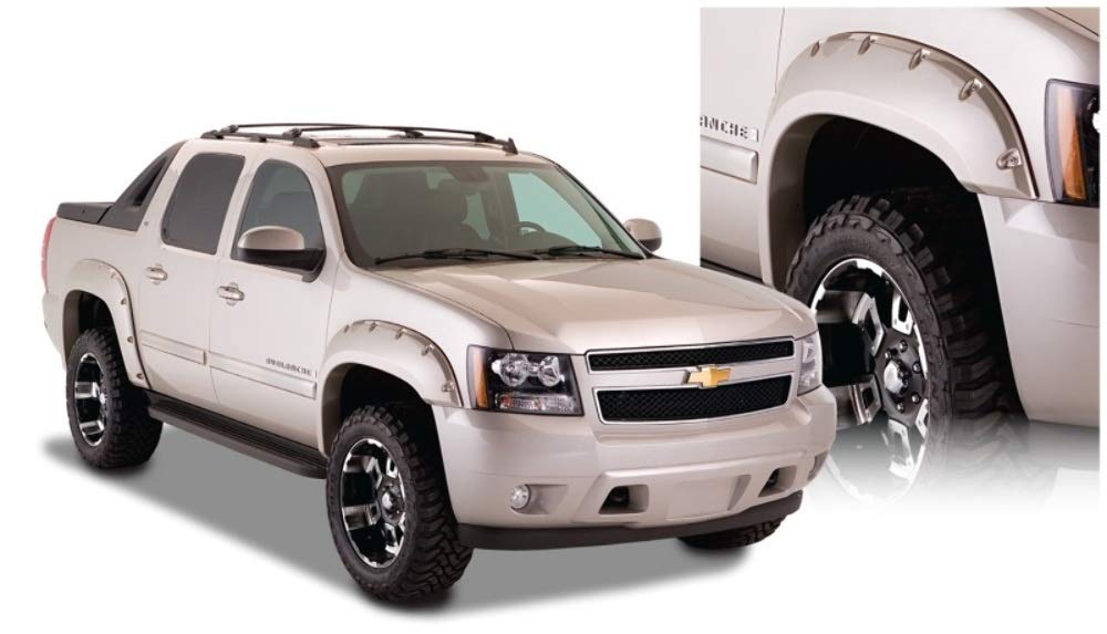 Bushwacker Pocket/Rivet Style Front & Rear Fender Flares | 4-Piece Set, Black, Smooth Finish | 40932-02 | Fits 2007-2013 Chevrolet Avalanche W/ 5.3' Bed