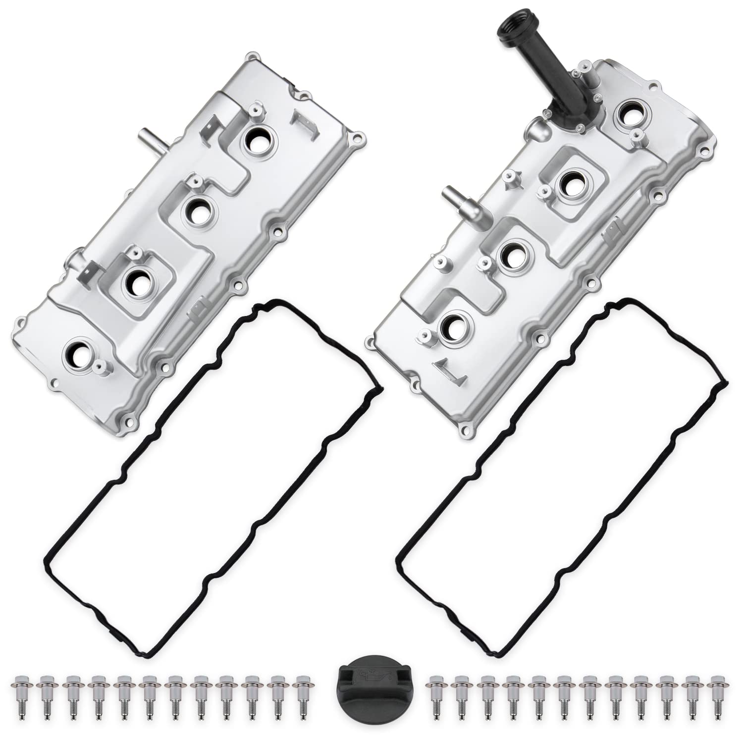 Mitzone Upgrade Aluminum Valve Covers Kit Compatible With 2004-2016 Nissan Armada Pathfinder Titan Nv2500 Nv3500 Infiniti Qx56 5.6L # 13264-Ze01A 13264-Ze00A
