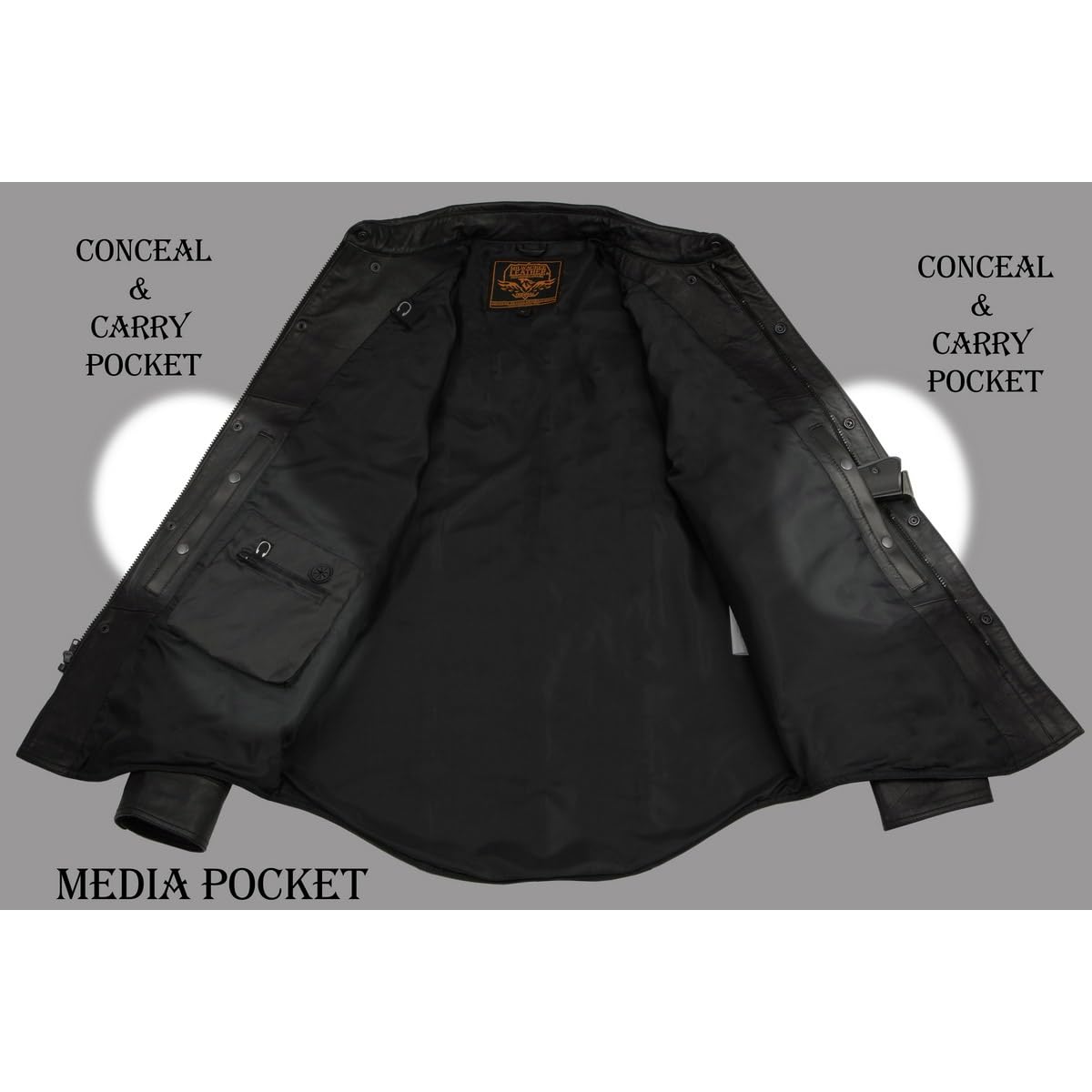 Milwaukee Leather LKM1601 Men's Black Lightweight Snap Front Casual Biker Leather Shirt - Large