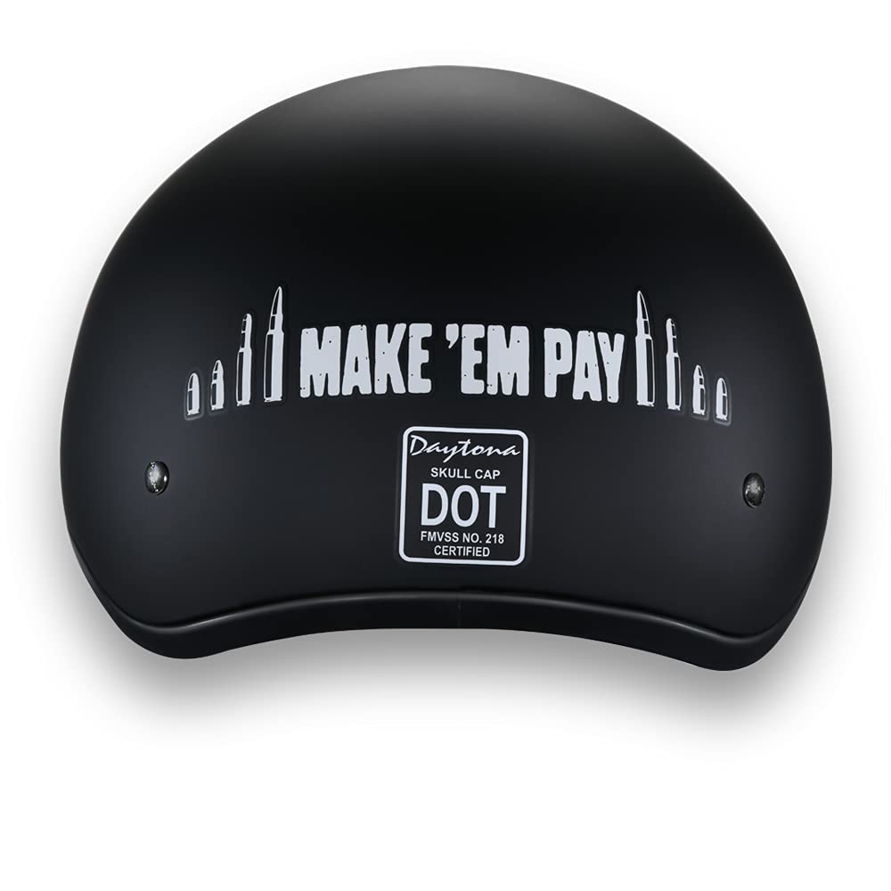 Daytona Helmets Half Skull Cap Motorcycle Helmet - Dot Approved [Make 'Em Pay] [2Xl]