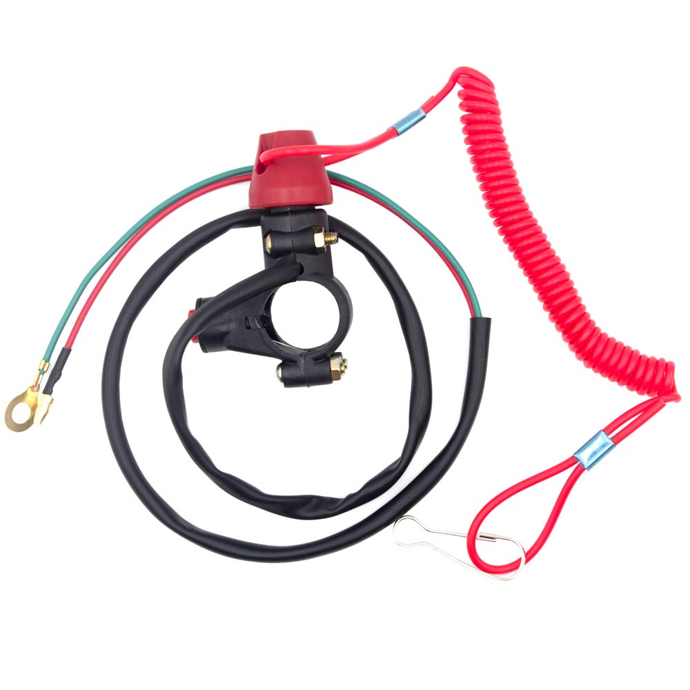 Royitay Kill Switch for 50cc-250cc ATV/Dirt Bike - Red Plastic Handlebar Mount Tether Engine