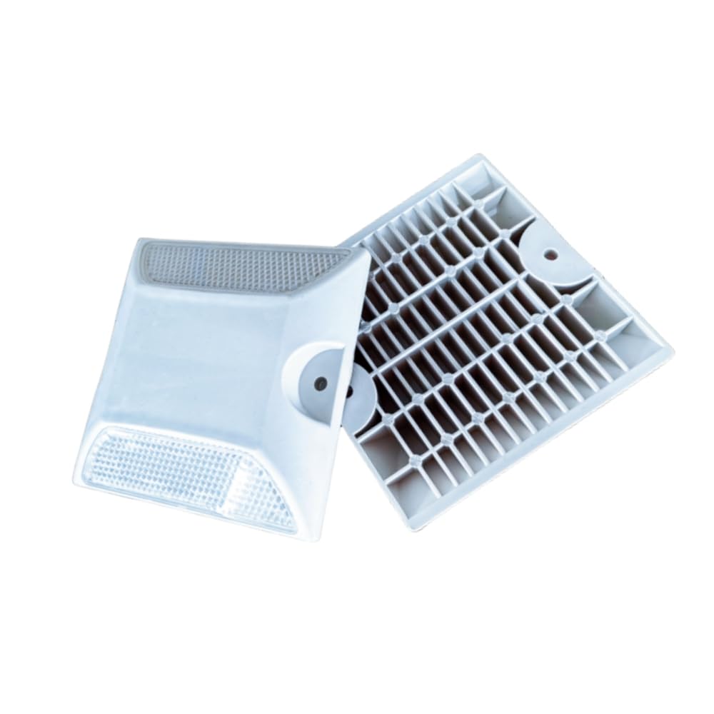 Wokyo Road Reflectors, 4x4 Inch, White Waterproof Pavement Studs, 10 Pack, ABS Material for Driveways and Highways
