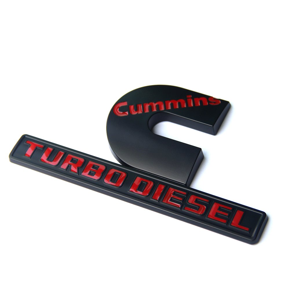 2Pack Compatible With Cummins Turbo Diesel Emblem Badge High Output Ram 2500 3500 Emblem 6.2' By 3.4' Inches Red