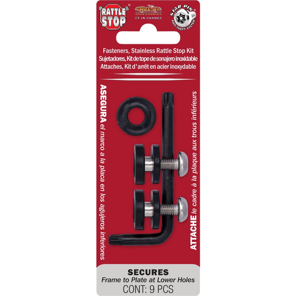 Cruiser Accessories 81400 Locking Fasteners License Plate Frame Hardware, Rattle Stop-Stainless Star Pin