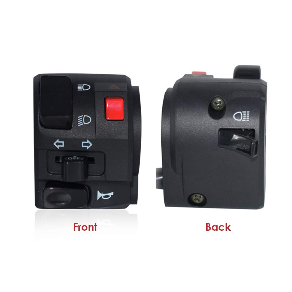 Feiteplus ATV Motorbike Handlebar Switch, FP-1523C-22, Black, Horn & Turn Signal, Durable ABS/Plastic/Metal/Rubber, 7/8" 22