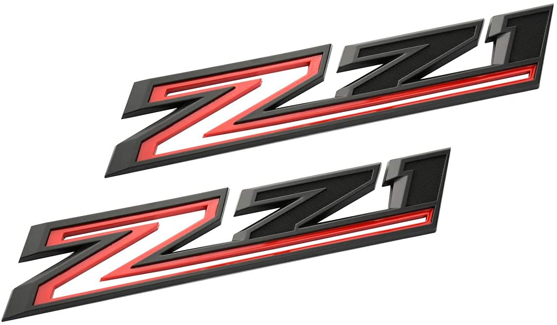 Yoaoo Z71 Emblems Side Decals Badges, 2-Pack, Black Red, Compatible with Silverado 2019-2024, Model CS202-2-Z71BKRE