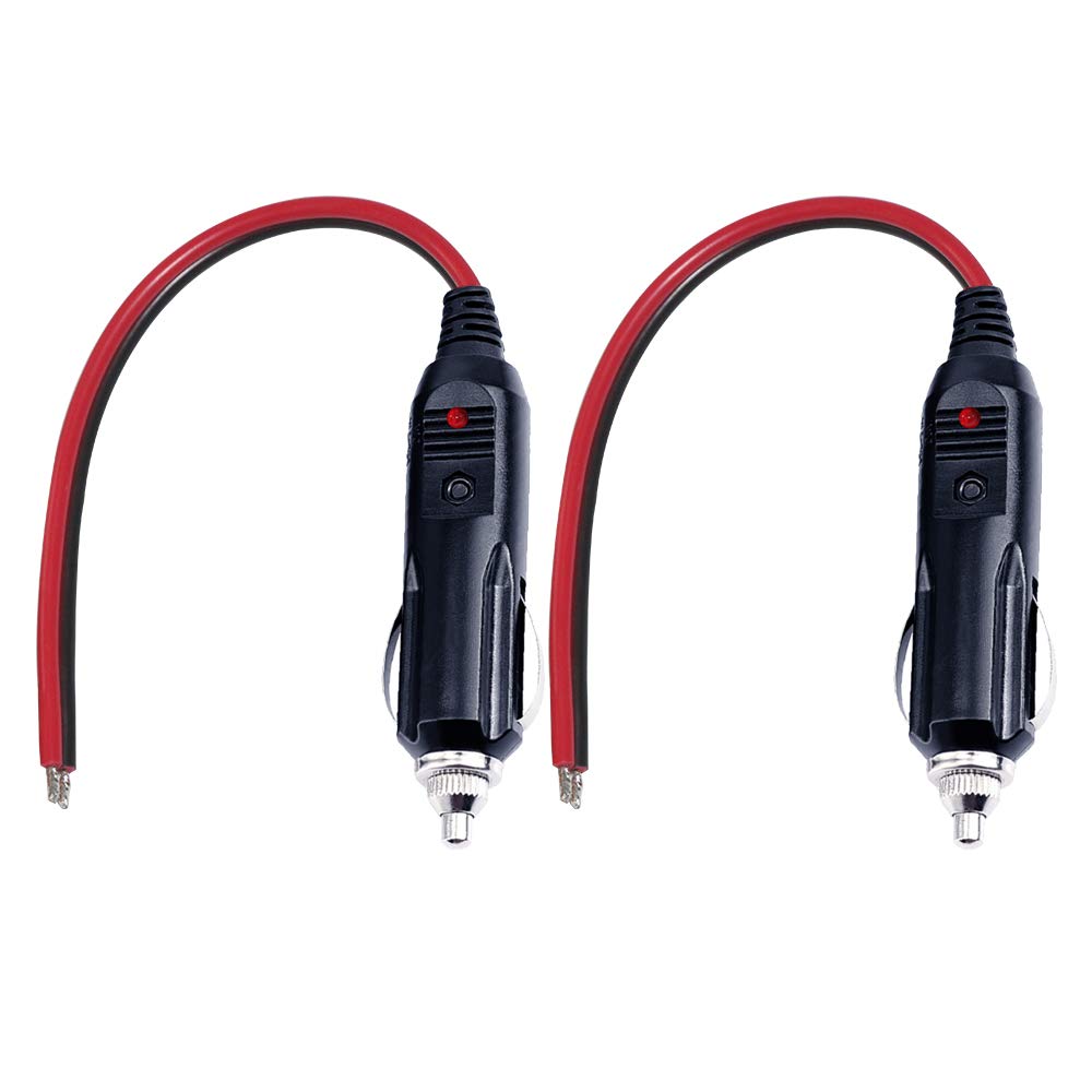 12V Replacement Cigarette Lighter Male Plug With Lead - 12V 15Amp Fused Replacement Cigarette Lighter Male Plug With Led Light,