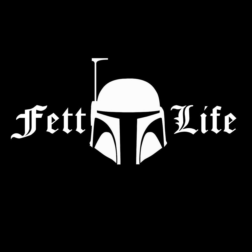 Funny Boba Fett Life Hemlet Silhouette 6 Vinyl Sticker Car Decal (6 White)
