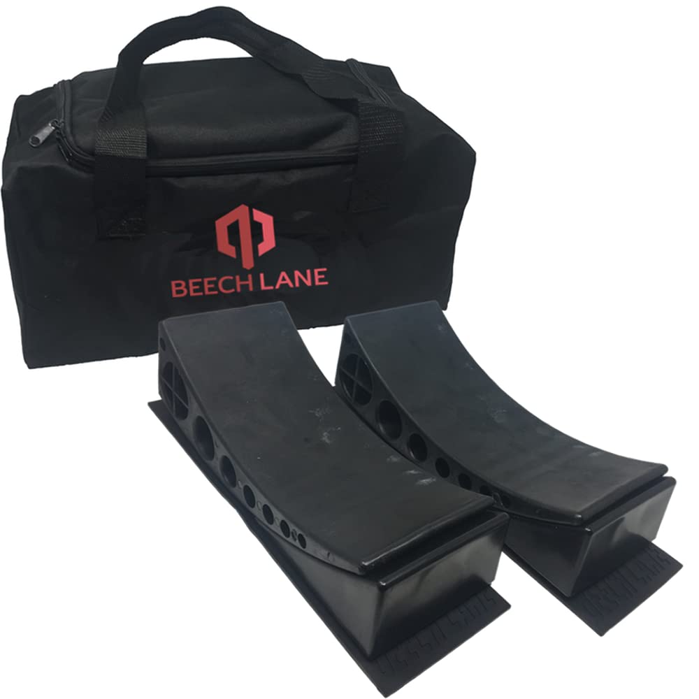 Beech Lane Camper Leveler 2 Pack With Carrying Bag - Precise Camper Leveling, Includes Two Curved Levelers, Two Chocks, Two Rubb