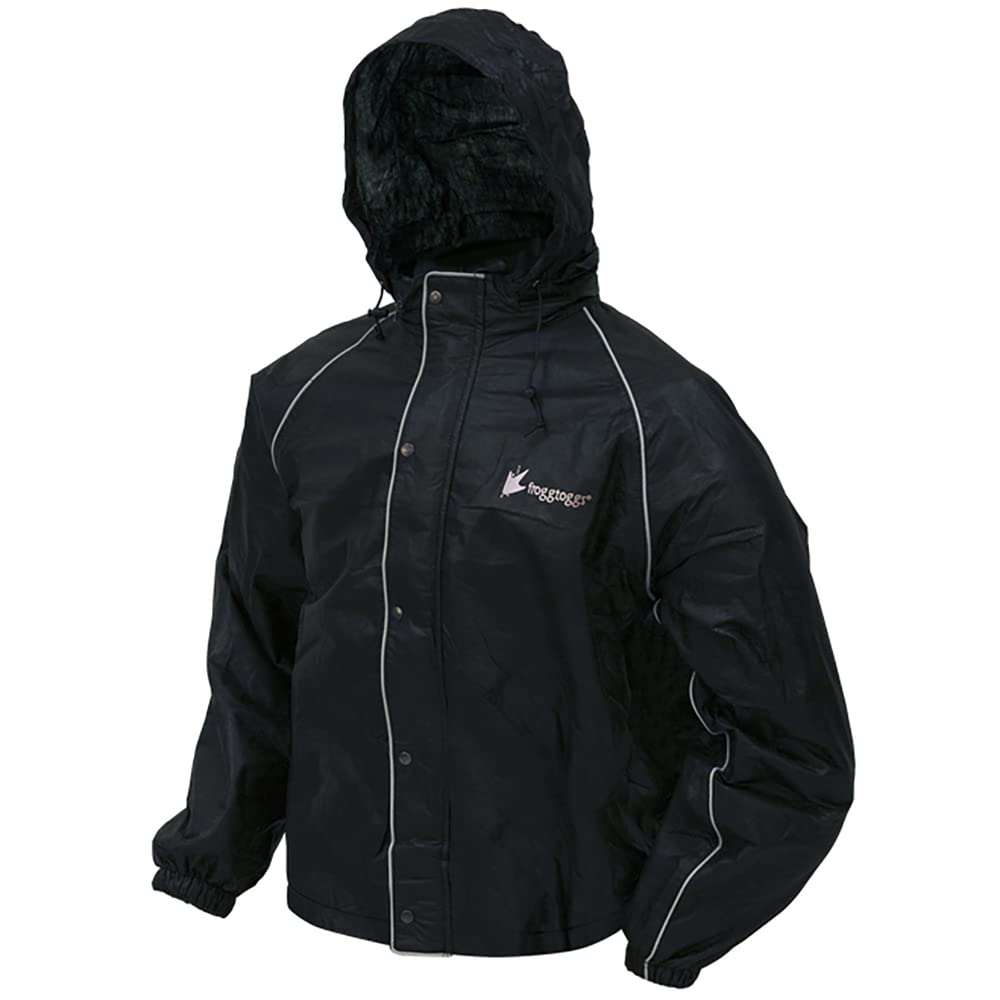 FROGG TOGGS Men's Road Toad Reflective Waterproof Rain Jacket, Hi-Vis Black, X-Large - Perfect for Outdoor Adventures