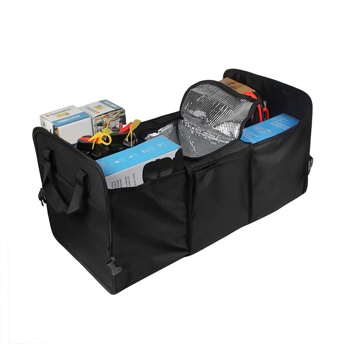 8sanlione Trunk Organizer, Large Capacity Cargo Storage with Insulation Cooler, Foldable Trunk Organizer for Cars, Vehicles, SUV