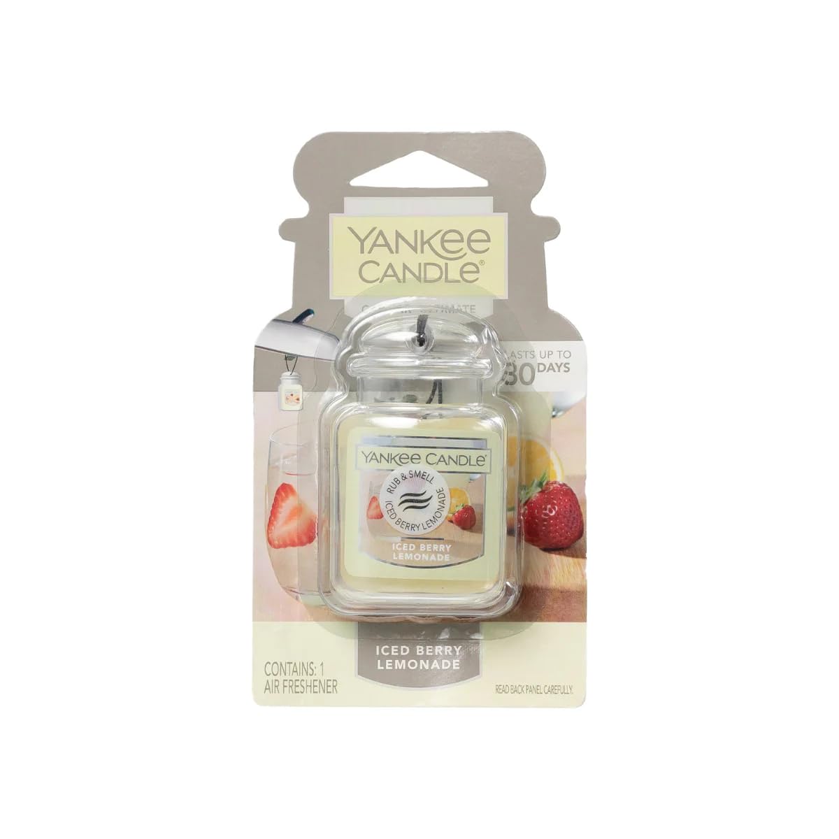 Splosh Yankee Ultimate Iced Berry Lemonade Jar Car Air Freshener, 1 Count (Pack of 1), Yellow
