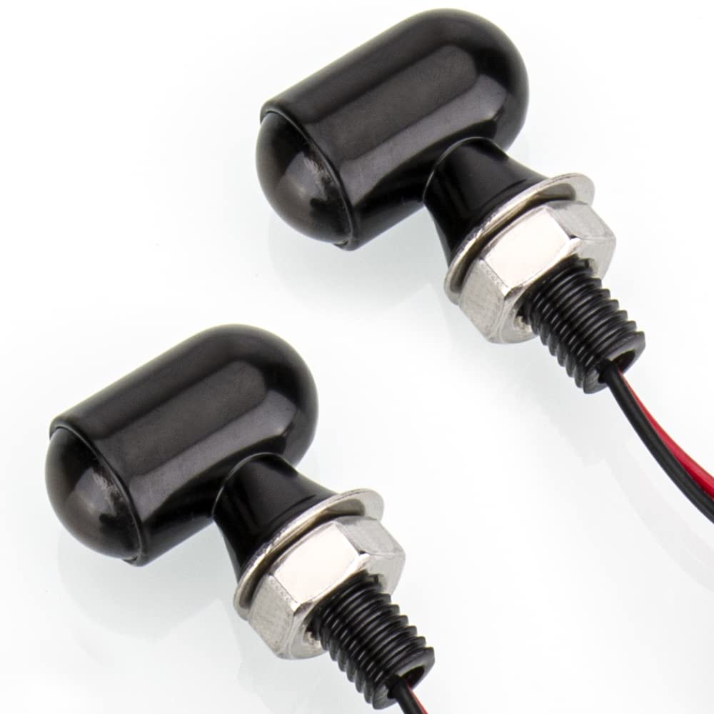 HAZAWA Micro LED Turn Signals - Mini Blinkers for Harley, Honda, Kawasaki, Suzuki, Triumph, Yamaha - Style E, Model HZW-TS-2W