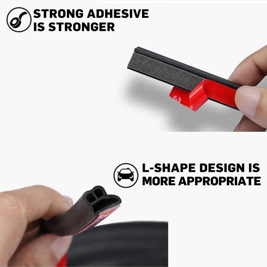 66Ft Universal Car Weather Stripping, Self-Adhesive Door Rubber Seal Strip, Auto Engine & Window Noise Insulation (47/100'' X 2/