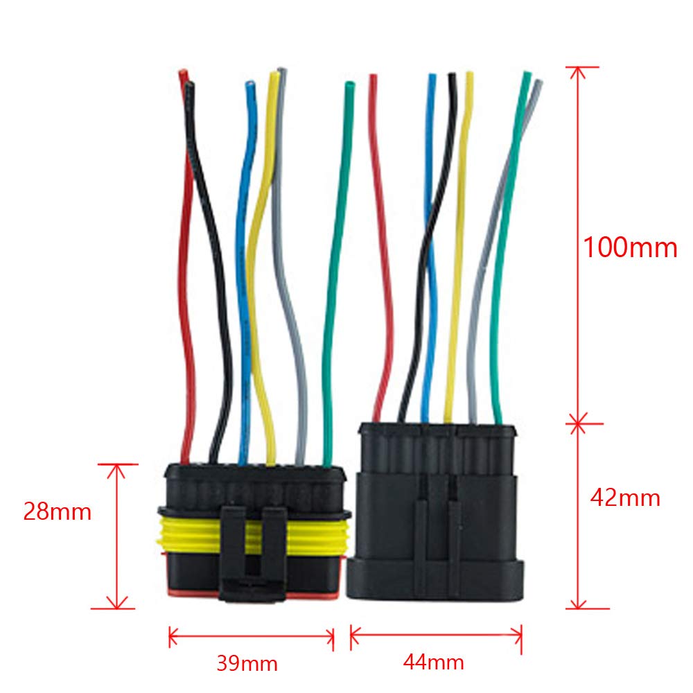 Esupport 6 Pin Way Car Auto Waterproof Electrical Connector Plug Socket Kit With Wire Awg Gauge Marine Pack Of 5