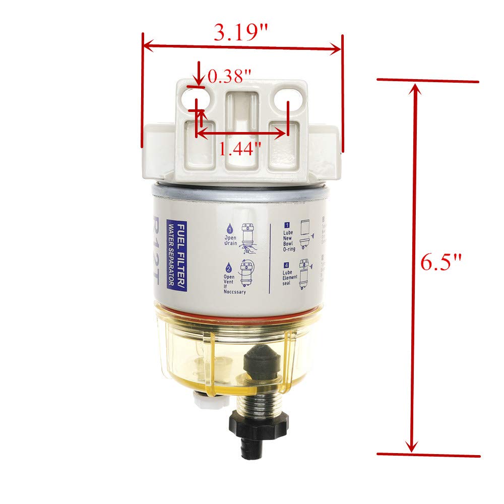 Ifjf R12T Fuel Water Separator Marine 120At Npt Zg1/4-19 Automotive Parts With Fitting -Complete Combo Filter Diesel Engine(Incl
