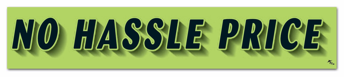 Vinyl Highlights Windshield Slogans Window Stickers (Black Text On Fluorescent Green) (14-1/2 x 2-3/4) (12 per Pack) (NO Hassle 