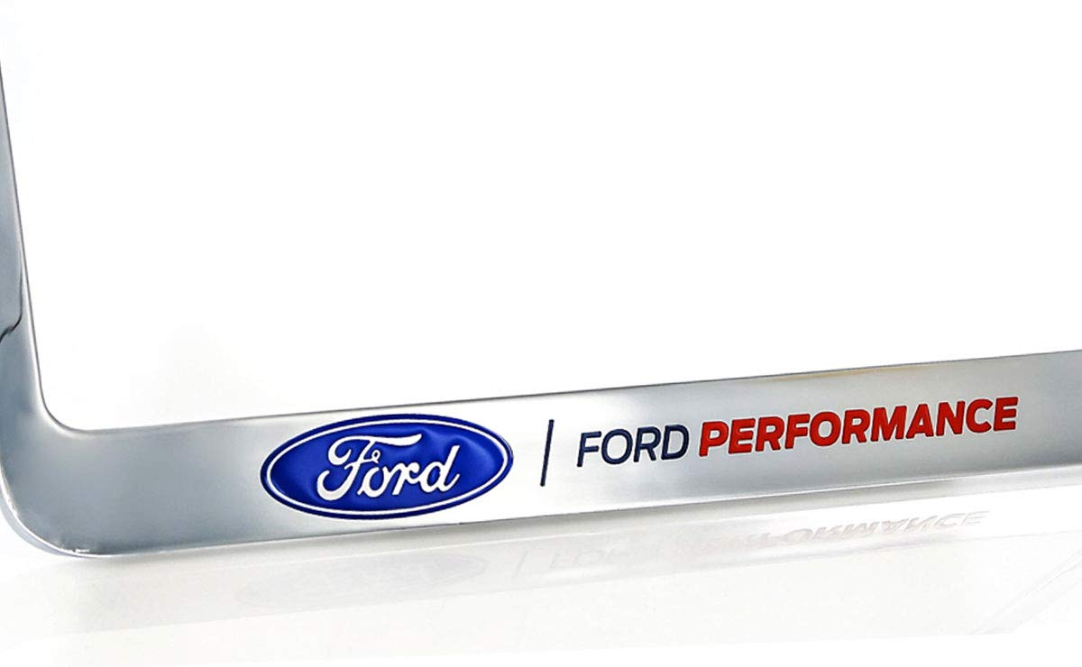 Ford Performance Wordmark Chrome Plated Metal Wide Bottom License Plate Frame Holder