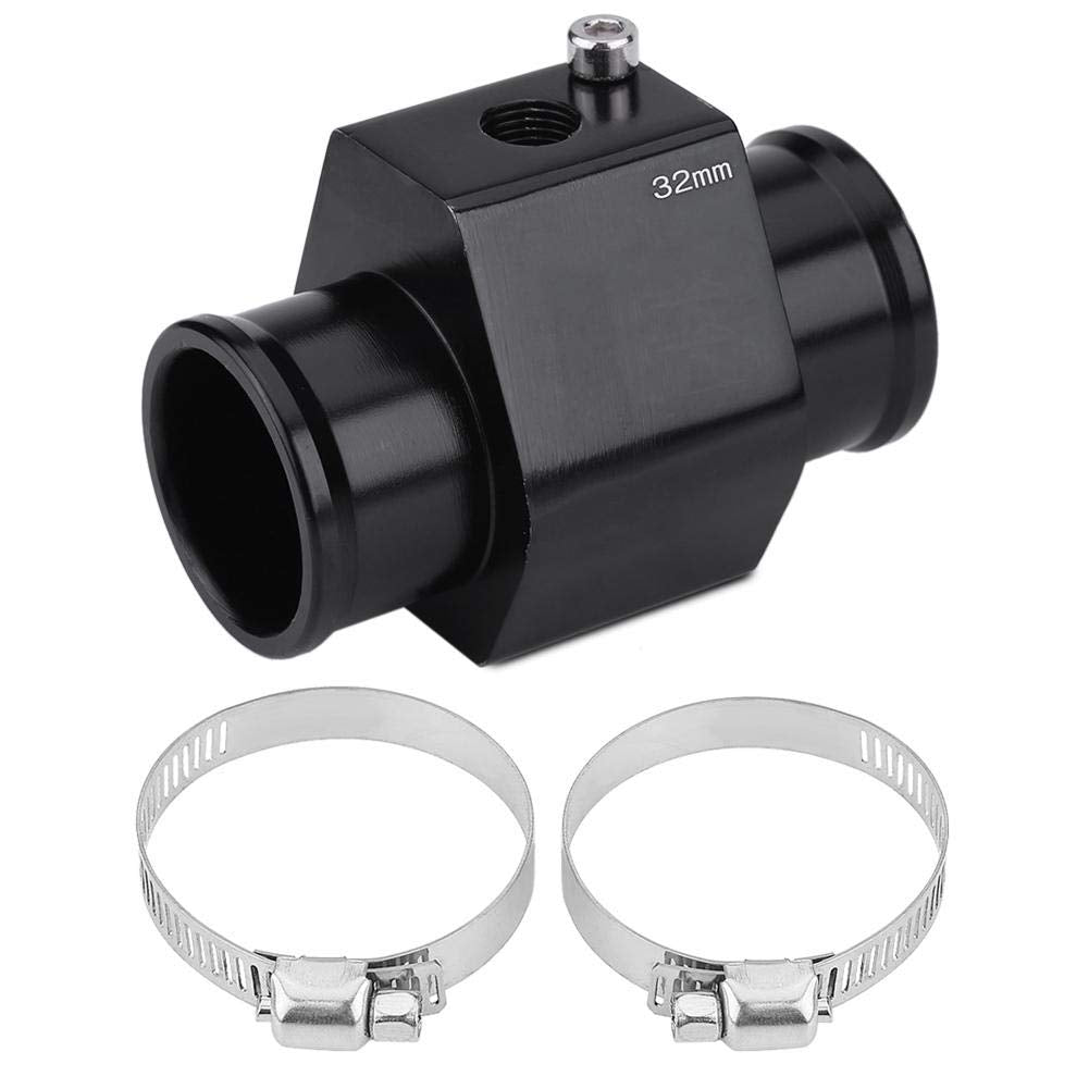Water Temp Joint Pipe, Aluminum Car Water Temp Temperature Joint Pipe Hose Gauge Adapter Black(32Mm)