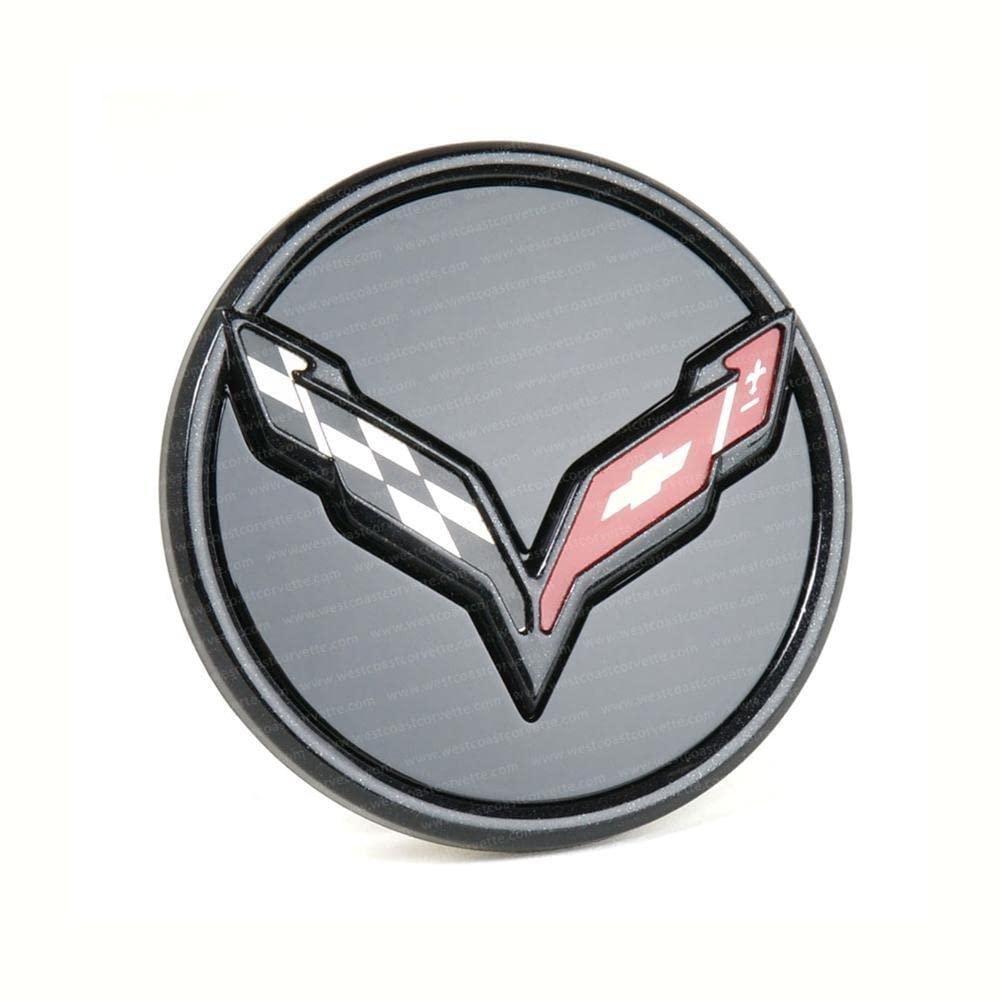 2014+ C7 Corvette Stingray - Gm Center Cap W/Crossed Flags Logo - Carbon Flash Black