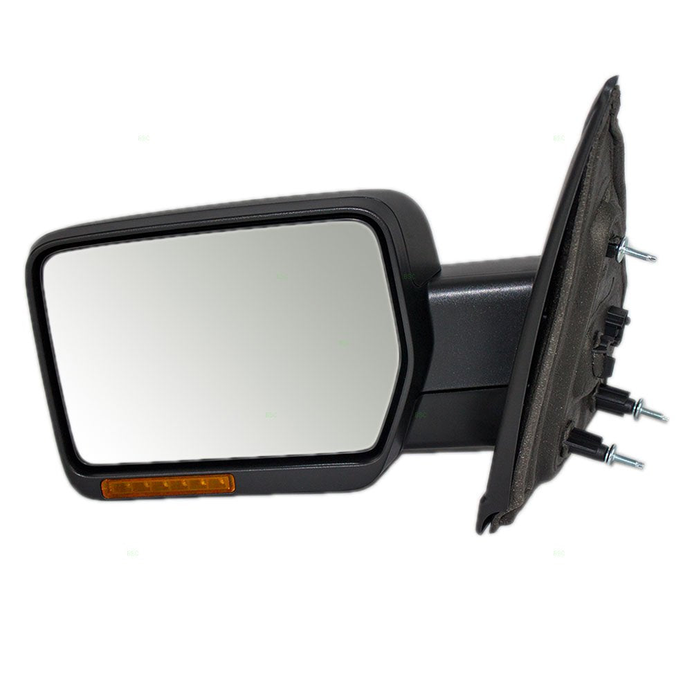 Brock Drivers Power Side View Mirror Heated Signal Reflector Textured Pedestal Type Replacement For 09-14 Ford F-150 Pickup Truc