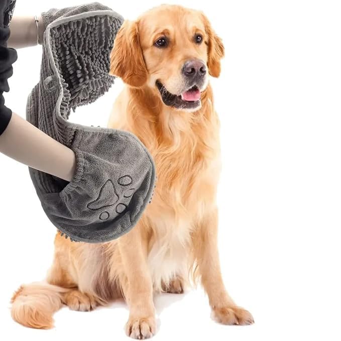 Microfiber Pet Drying Towel Glove Soft Absorbent Quick Dry Mitt for Dogs Cats Bath Hair Paw Cleaning Machine Washable Pet Groomi